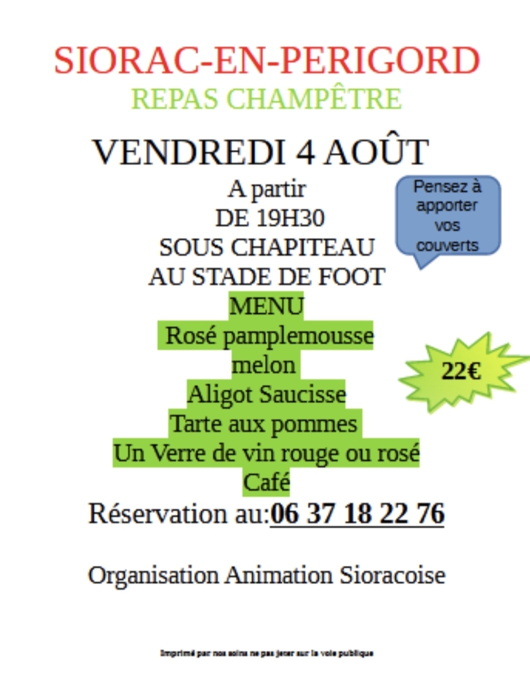 Affiche Fête du Pont 2023 repas 